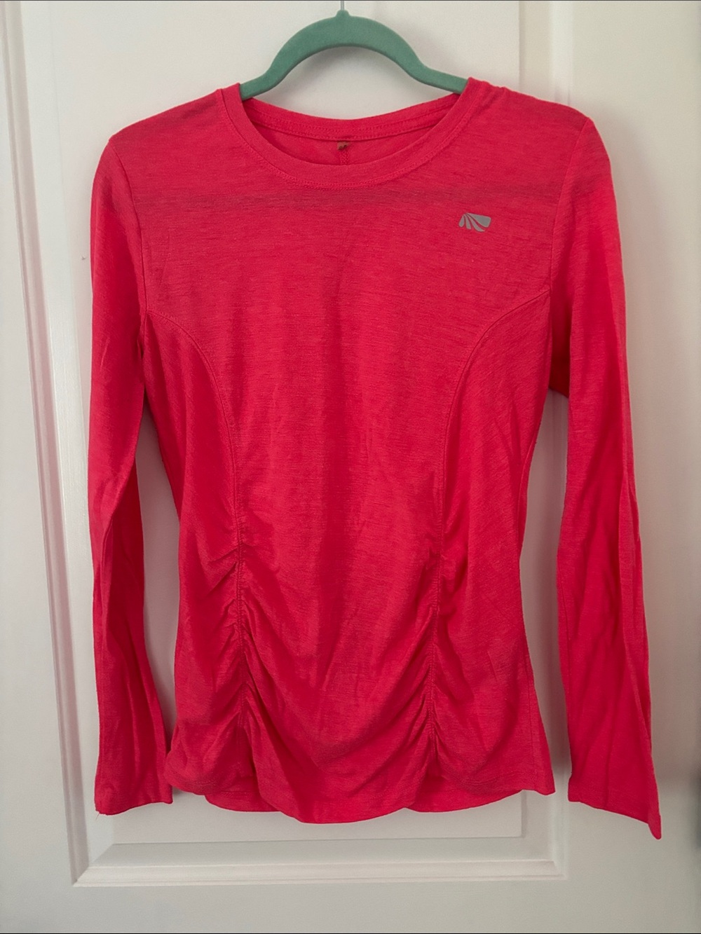 Marika Women's Pink Long-Sleeve Active Top with Ruched Front